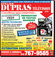 TV LCD Plasma dlp Lamp Service & Repair Center Dupras Television