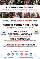 NORTH YORK JOB FAIR - JUNE 25TH,  2019