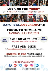 TORONTO JOB FAIR - JULY 15TH,  2019